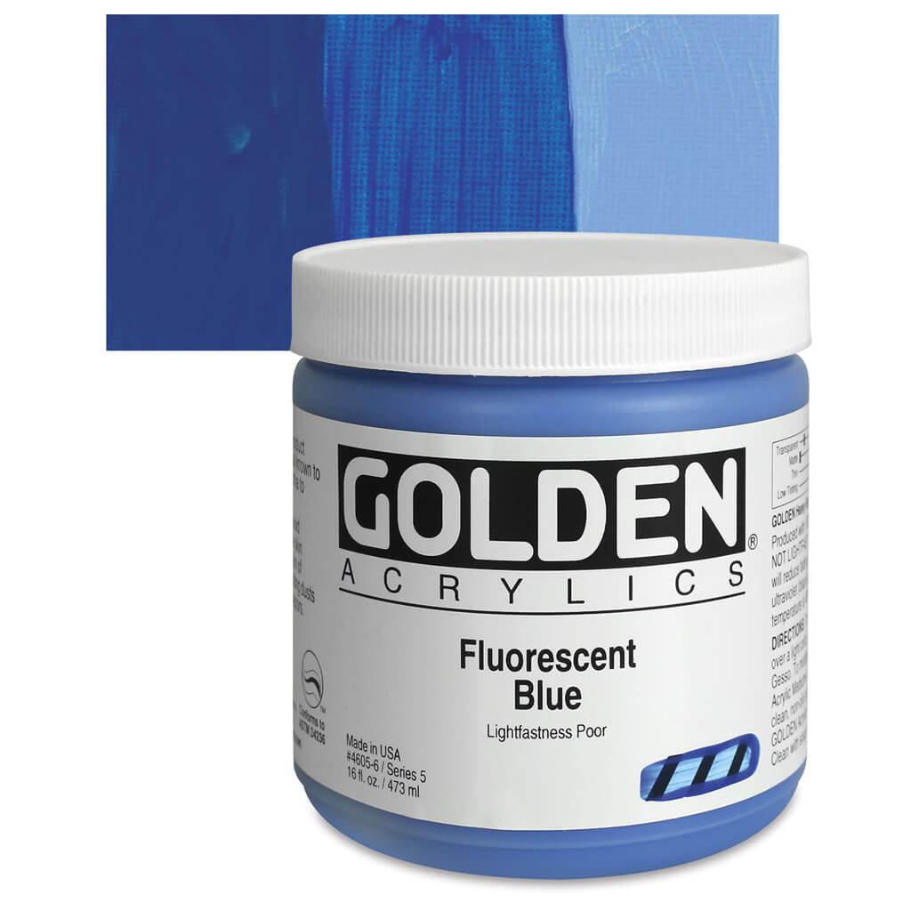 Golden Heavy Body Artist Acrylics 16oz Fluorescent Blue