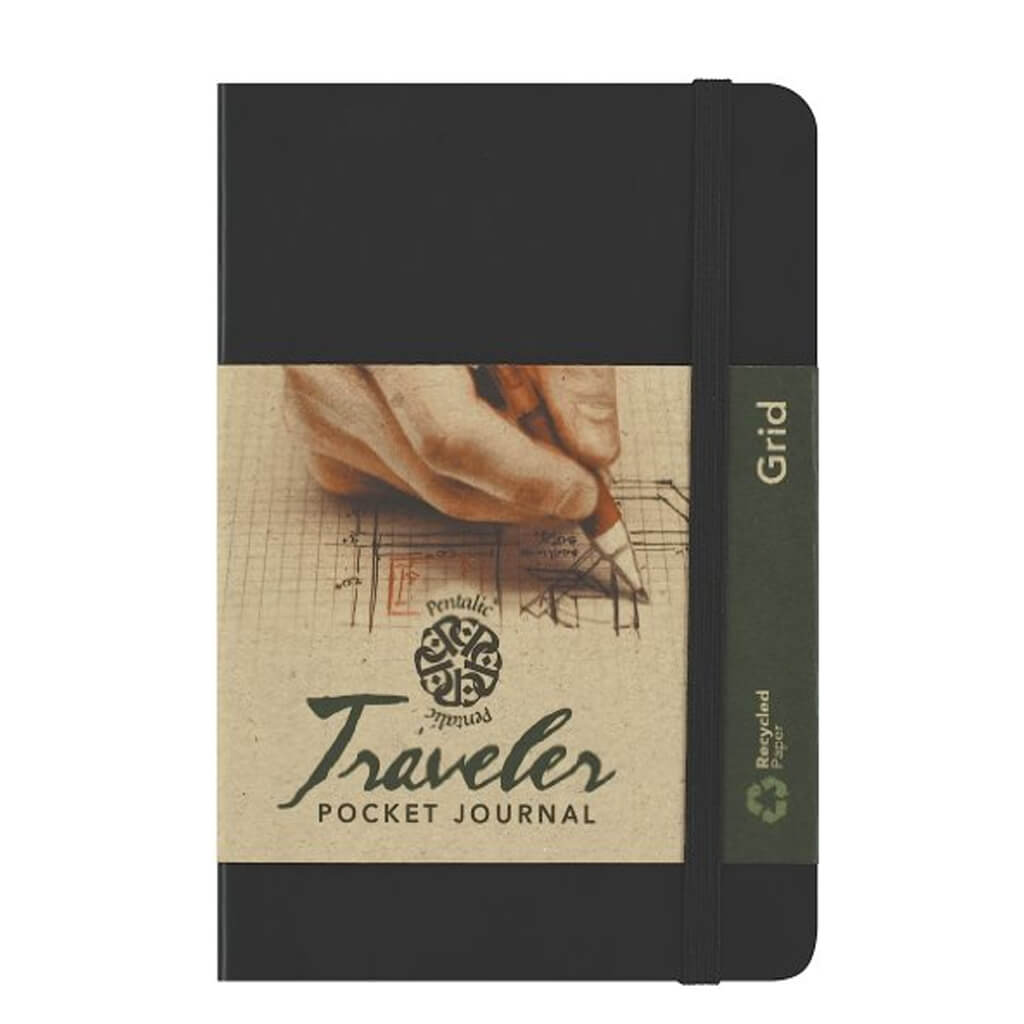 Pentalic Grid Traveler Pocket Journal 6in x 4in Black