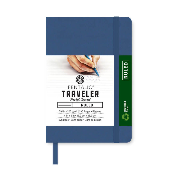 Traveler Ruled Pocket Journal 4in x 6in Denim Blue