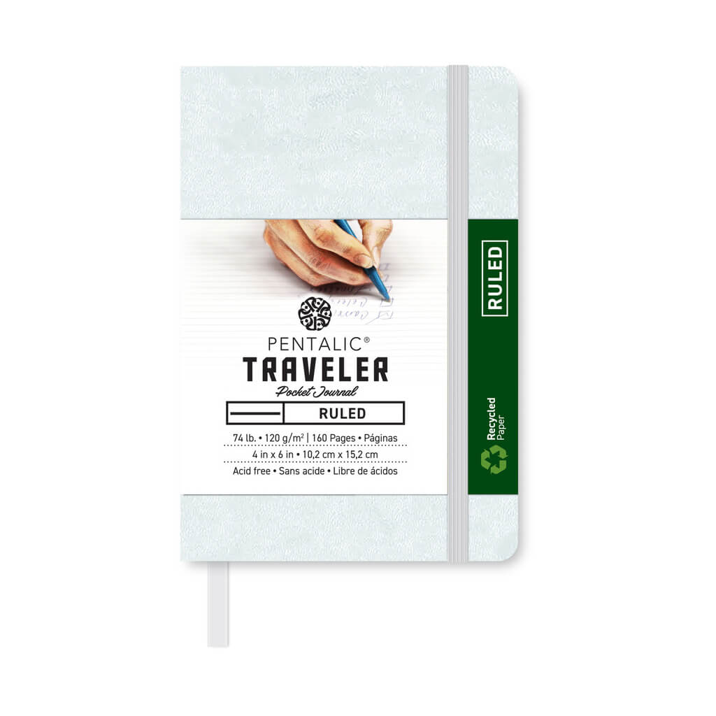 Traveler Ruled Pocket Journal 4in x 6in Ice White