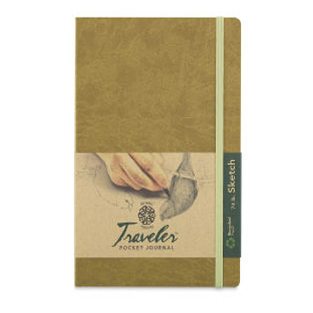 Recycled Traveler's Sketchbook  8-1/4" x 5-7/8" Metallic Gold