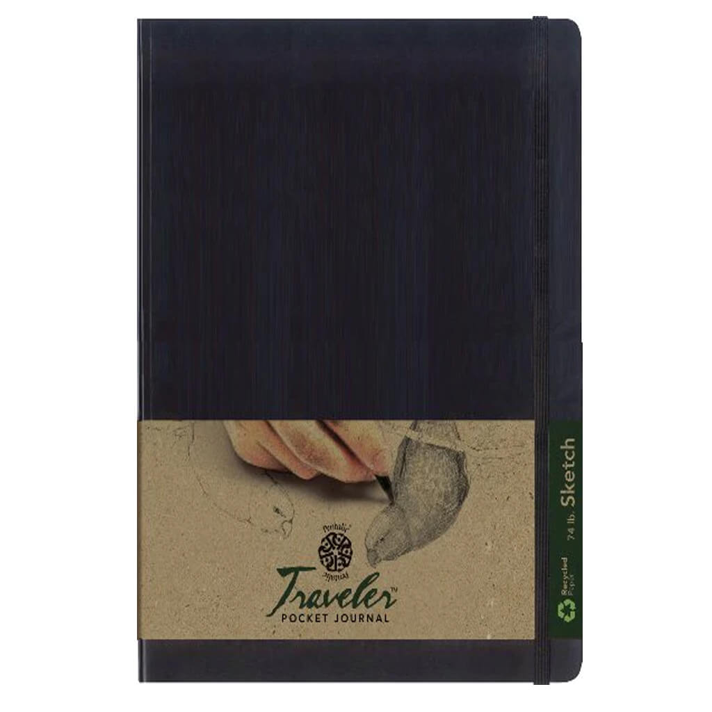 Recycled Traveler&#39;s Sketchbook  8-1/4&quot; x 5-7/8&quot; Black