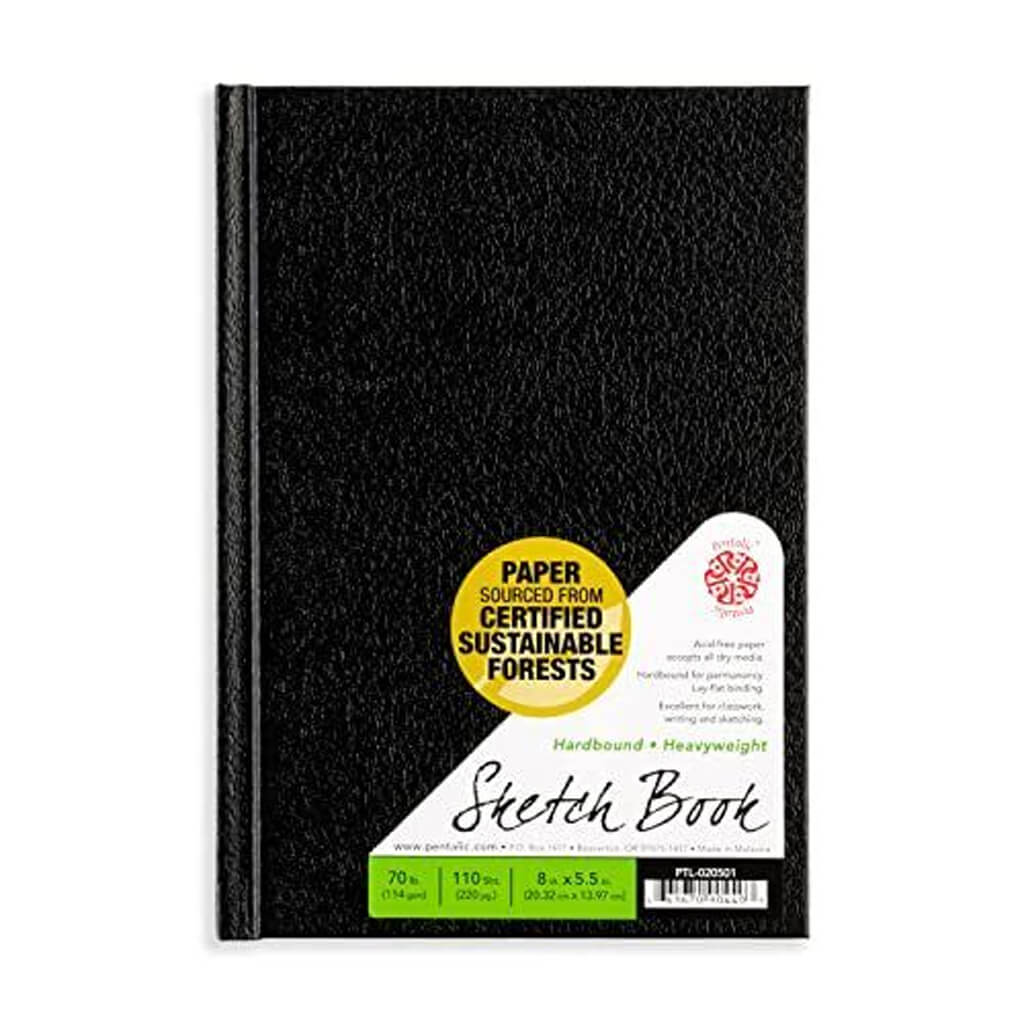 Traditional Hardbound Sketchbook 5.5&quot; x 8&quot; Black