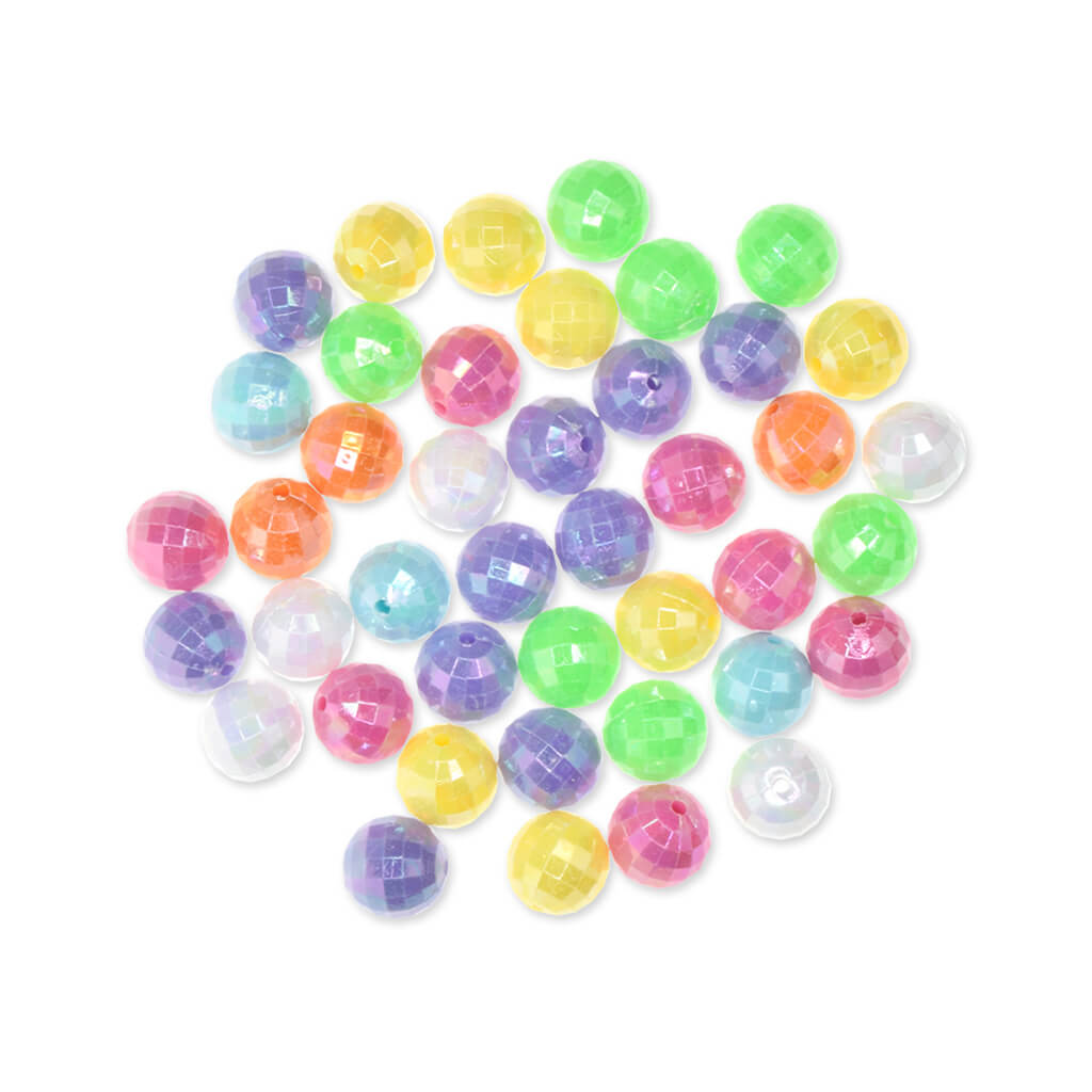 Plastic Fashion Beads: Multi-Packs-Globe Faceted A/B, 42-45pc