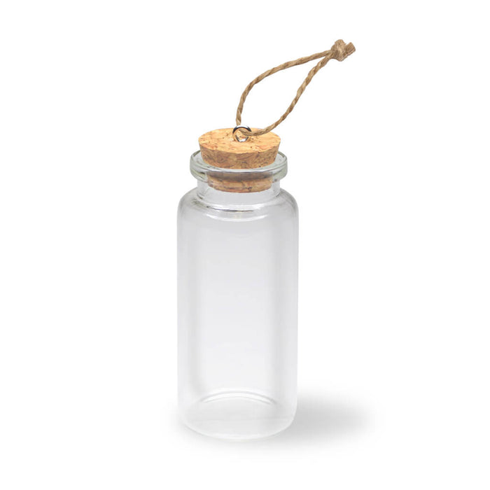 Craft Décor:  DIY Mini Vial Clear Glass Ornament w/Cork+Jute Cord, 3x7cm