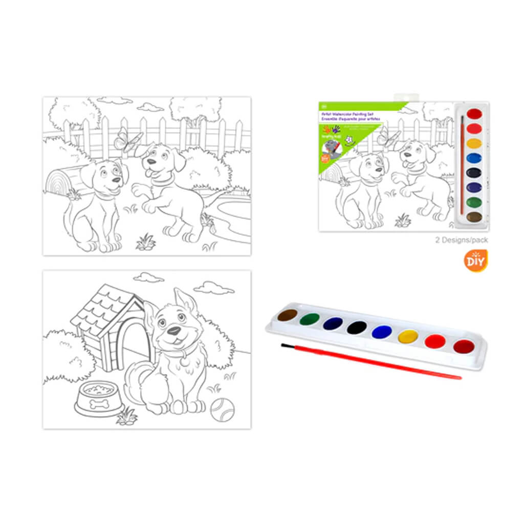 Krafty Kids DIY Watercolor Painting Kit Puppy Fun