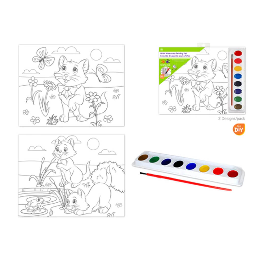 krafty kids diy watercolor painting kit kitten at play Creative Minds