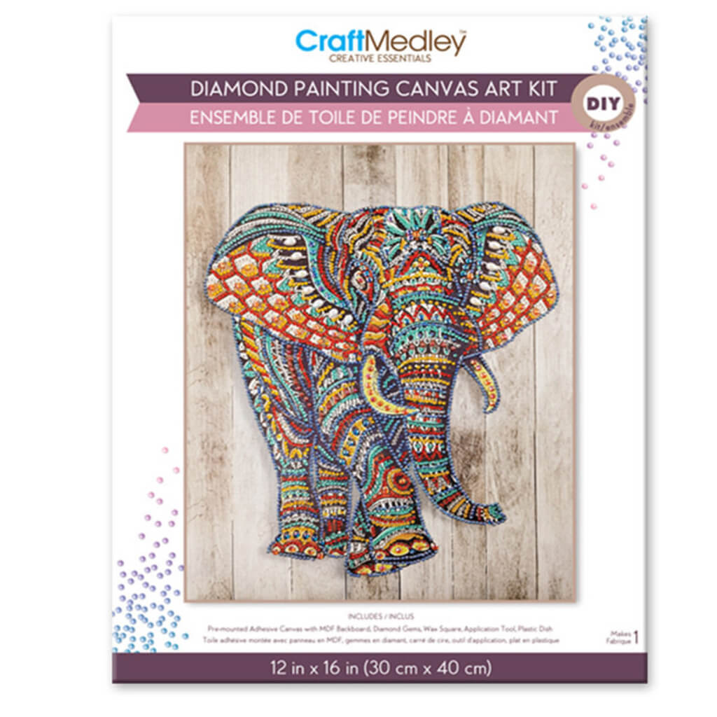 Diamond Painting Art Kit Majestic Elephant 12 x 16in