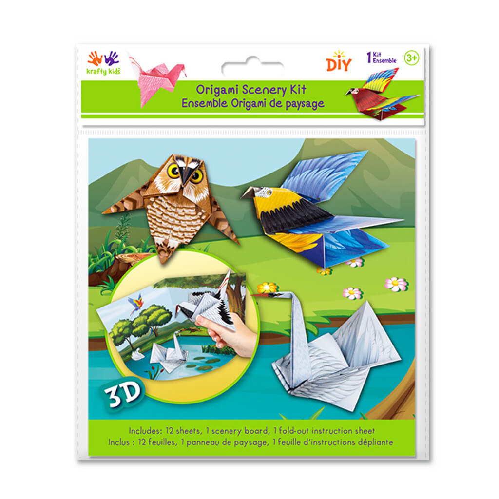 Krafty Kids Kit: 3D Origami DIY Scenery Kit 12sht+1scene board-Birds