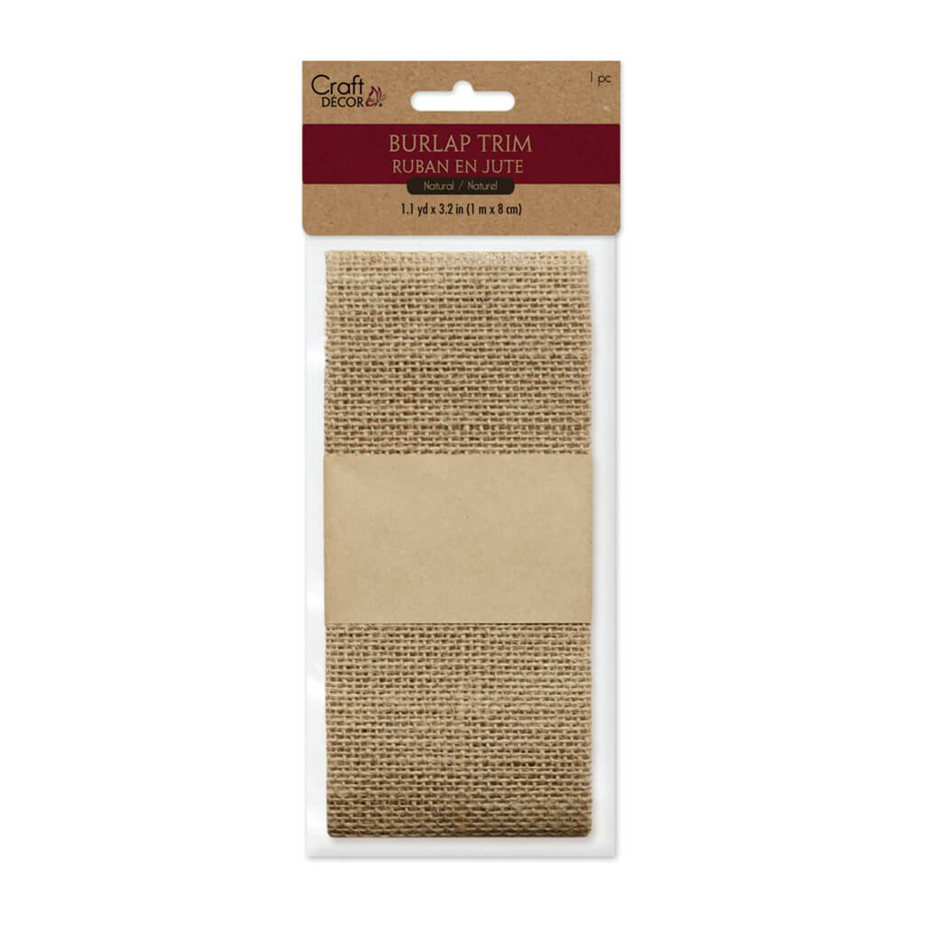 Craft Décor Ribbons: Natural Burlap Trim,  8cmx1m