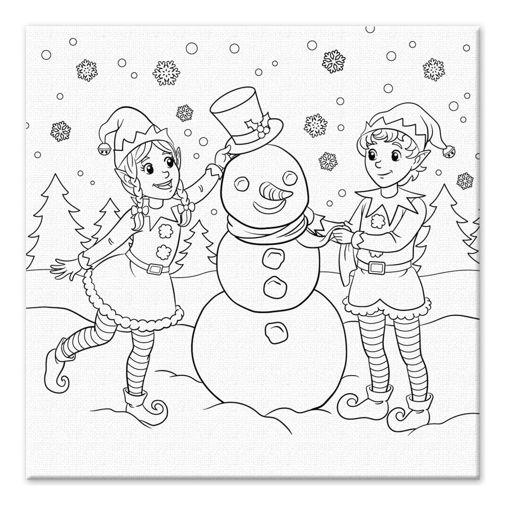 Holiday Canvas:  Stretch Artist Printed Back-Stapled-Holiday Pals, 12INx12IN