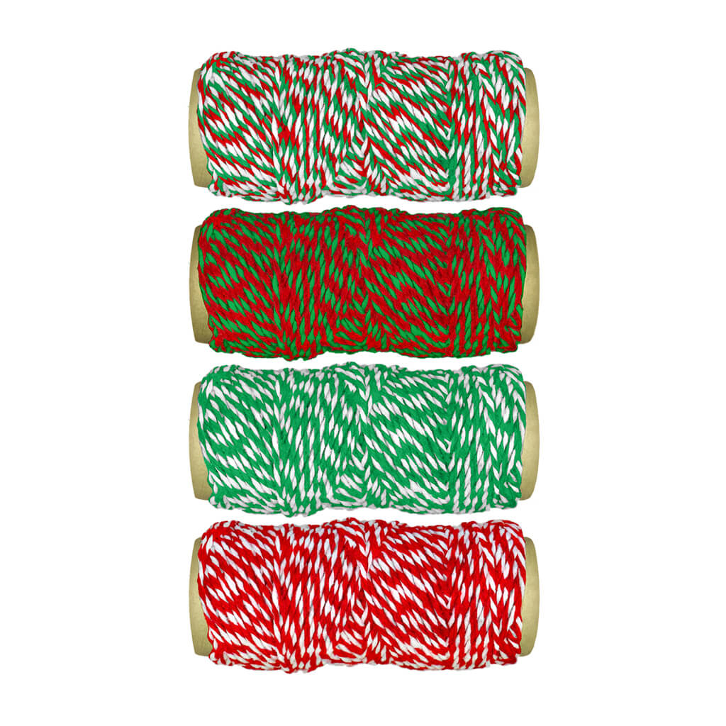 Holiday Essentials: Bakers Twine 4 Spools Asst (4x10m)-Festive, 30m