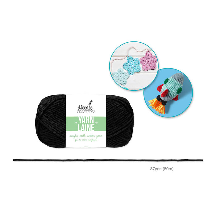 Needlecrafters Acrylic Milk Cotton Yarn Black 50g