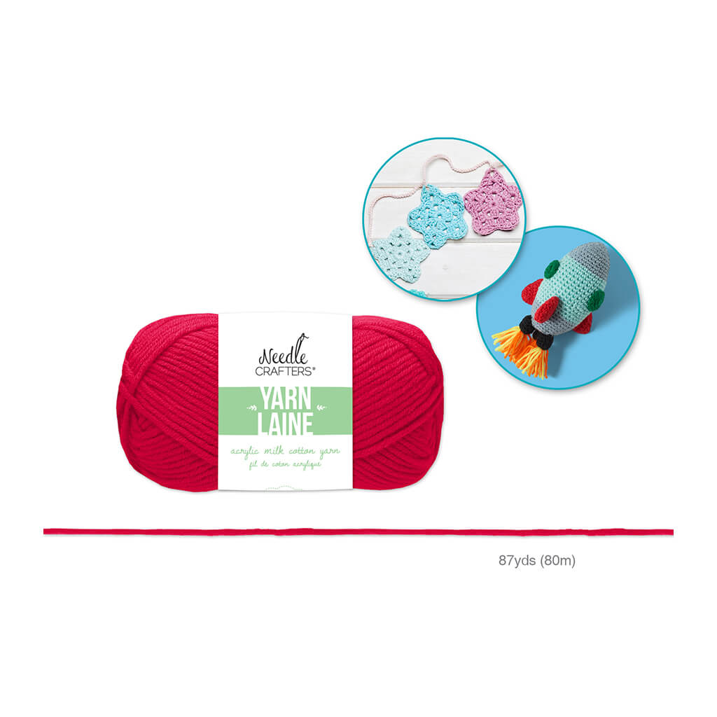 Needlecrafters:  Acrylic Milk Cotton Yarn-Really Red, 50g