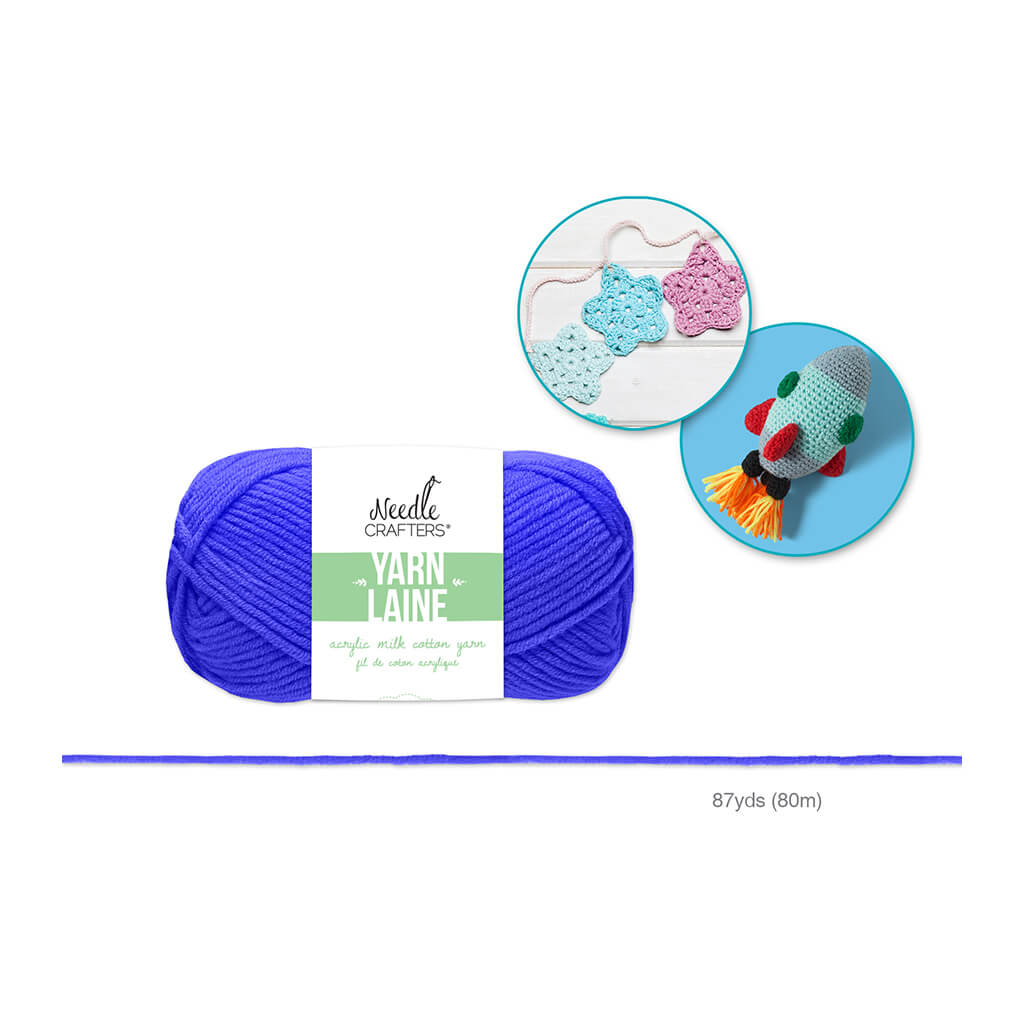 Needlecrafters:  Acrylic Milk Cotton Yarn-Royal Blue, 50g