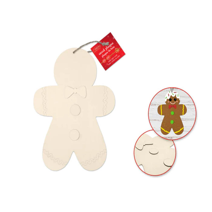 Holiday Wood Star DIY Gingerbread Man with A Jute Hanger
