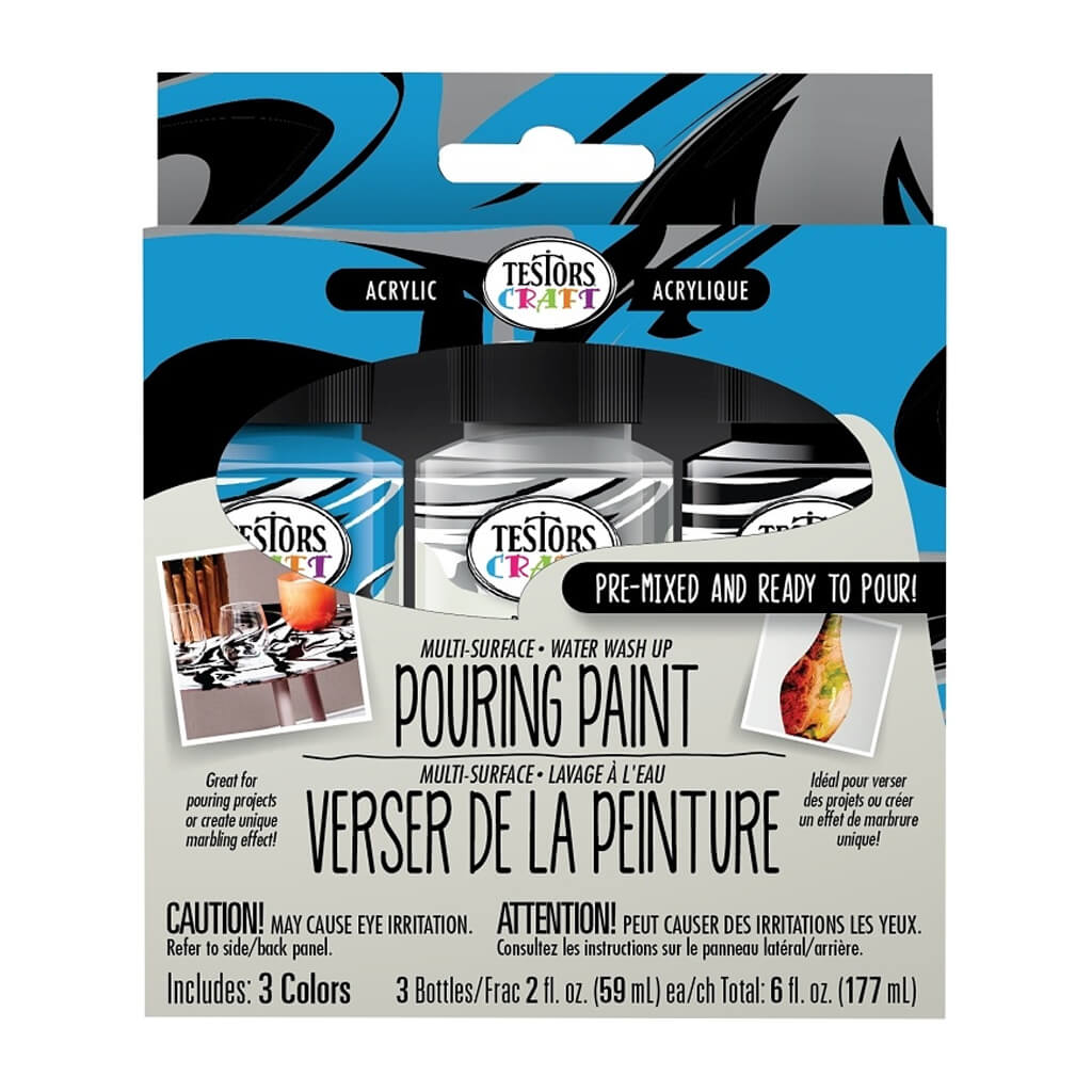 Testor Craft Pouring Paint Kits Silver, Black, Turquoise