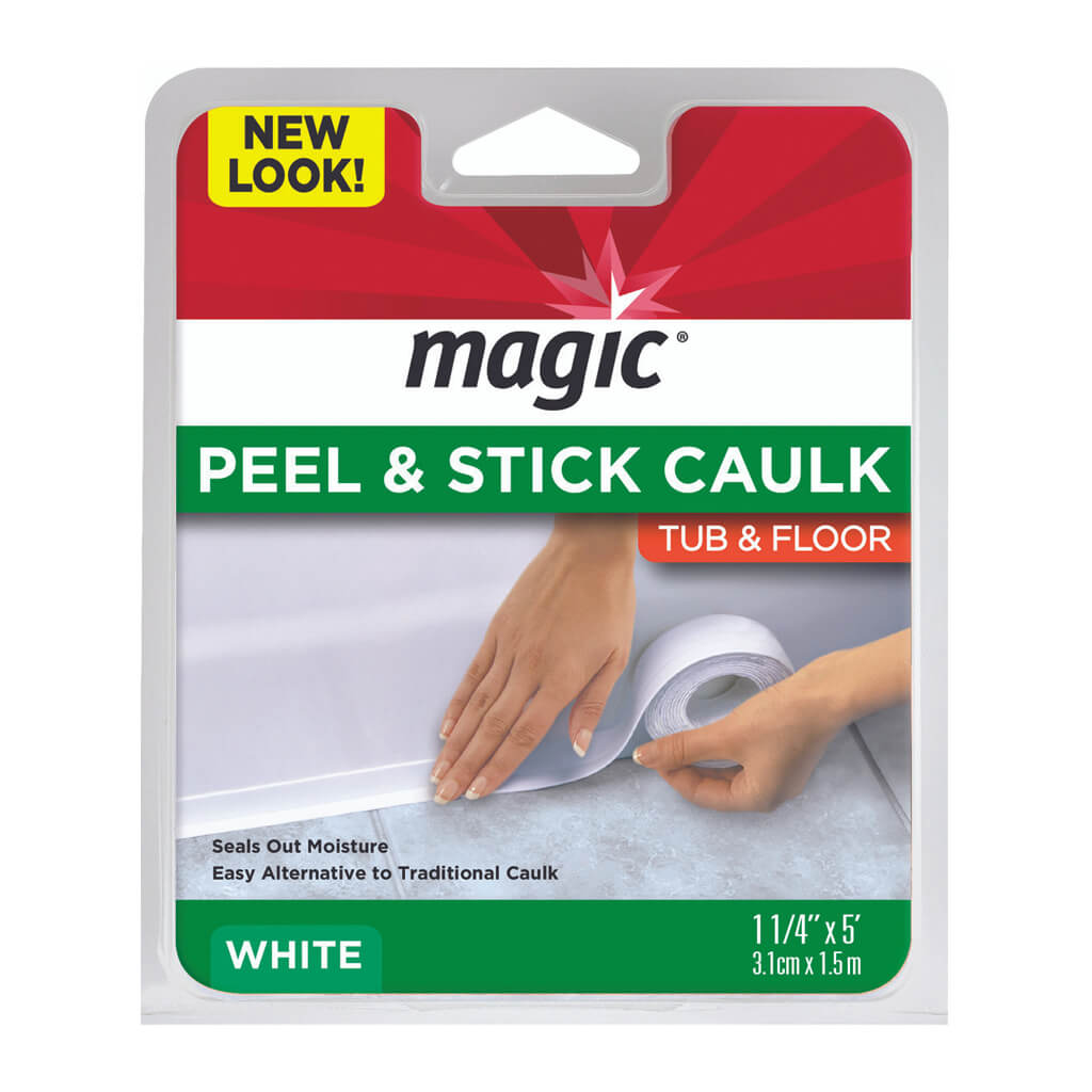 Magic Peel and Stick Caulk White, 1 1/4in x 5ft