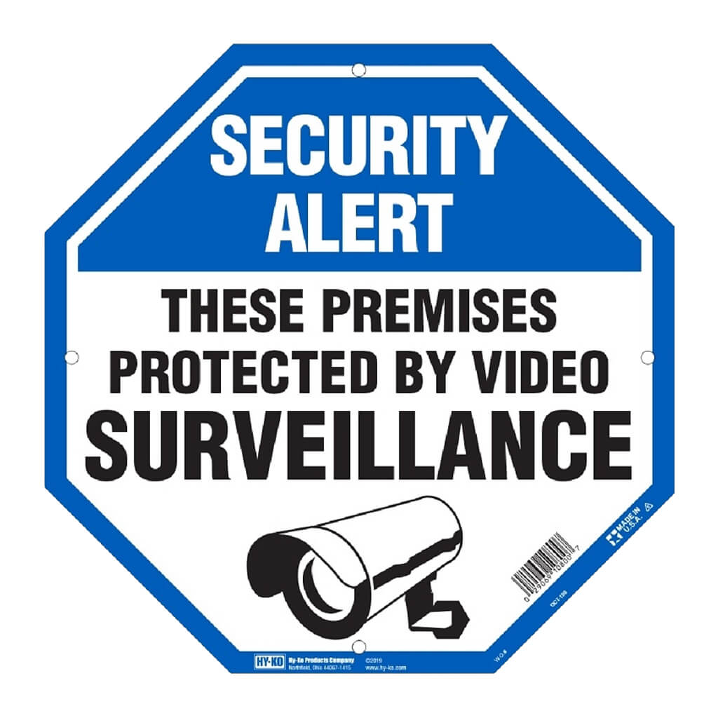 Plastic Sign Security Alert, 12in x 12in