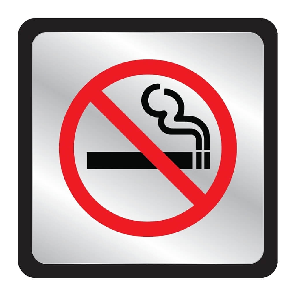 Plastic Sign No Smoking Symbol, 4in x 4in