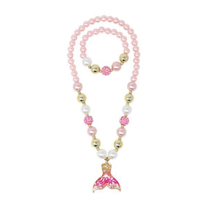 Mermaid Tail Necklace & Bracelet - Pink