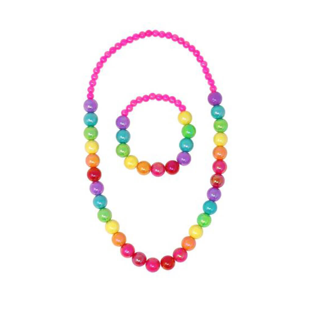 Rainbow Beads Necklace and Bracelet Set