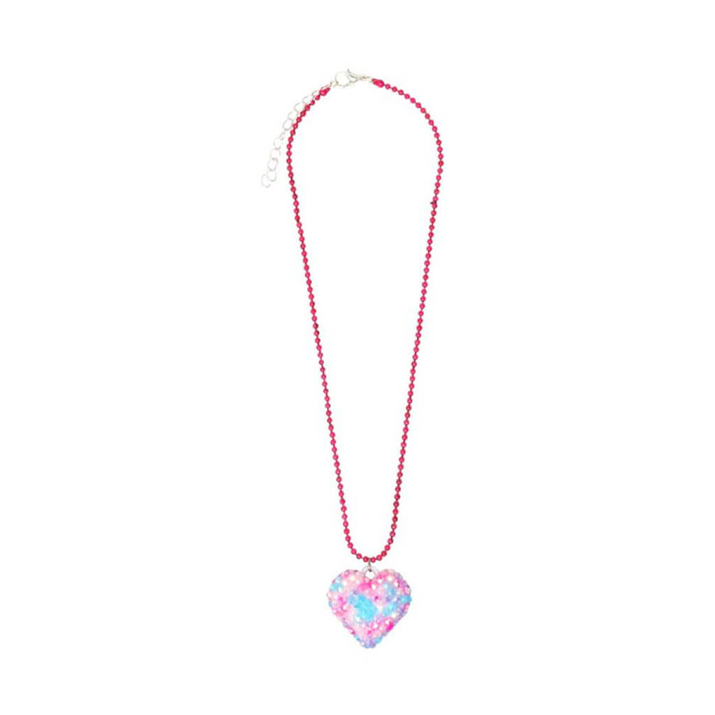 Rhinestone Heart Ballchain Necklace - Pink