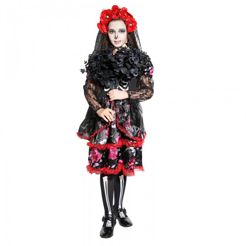 Day Of Dead Girl Costume Set Medium 4 To 6