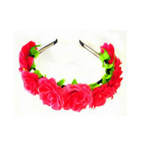 Red Rose Flower Headband, Pink