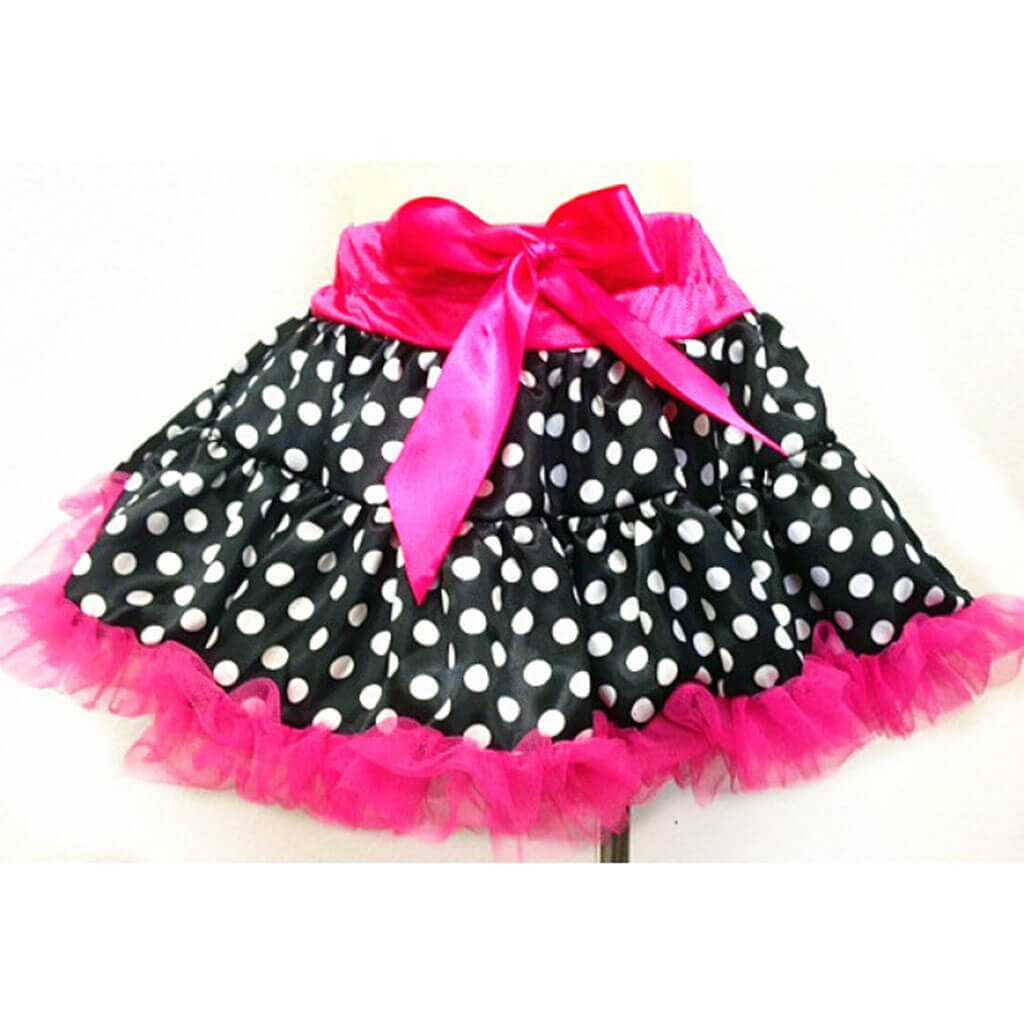 Black White Polka Dot Tutu Small 2T