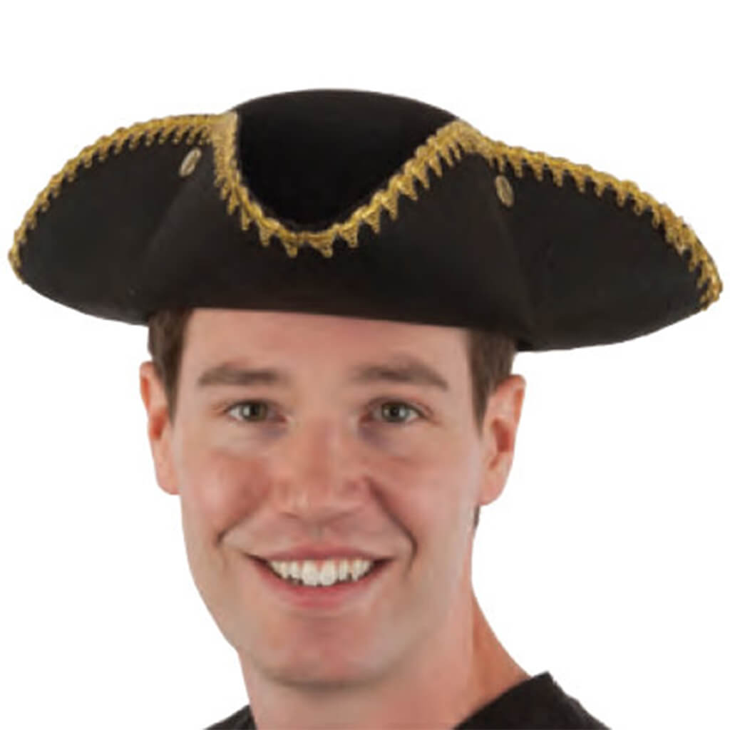 Black Tricorne With Gold Trim