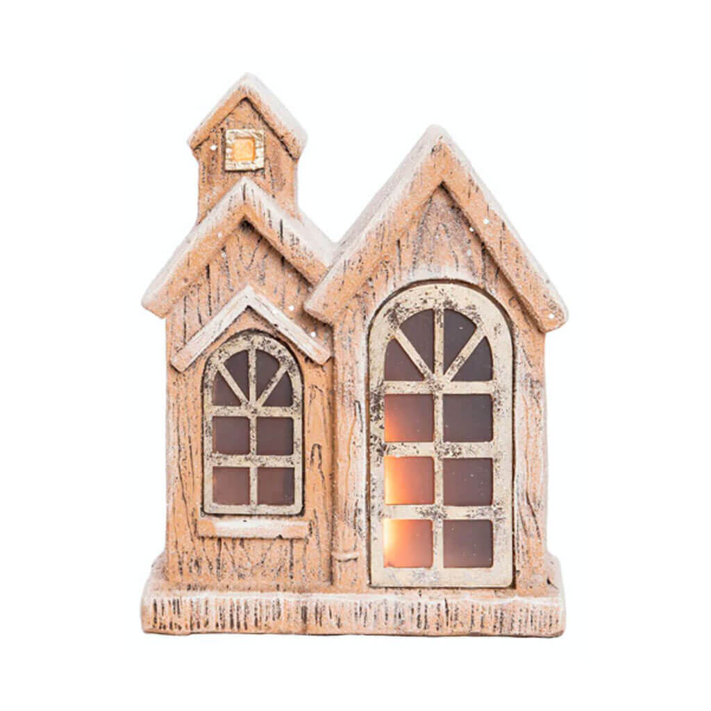 Resin Light Up Snowy Home One Window