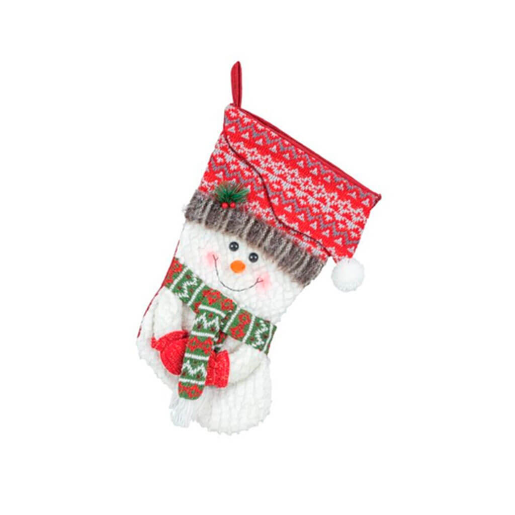 Snowball Snowman Stocking Red