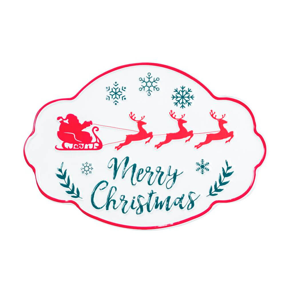 Santa Takes Flight Metal Sign