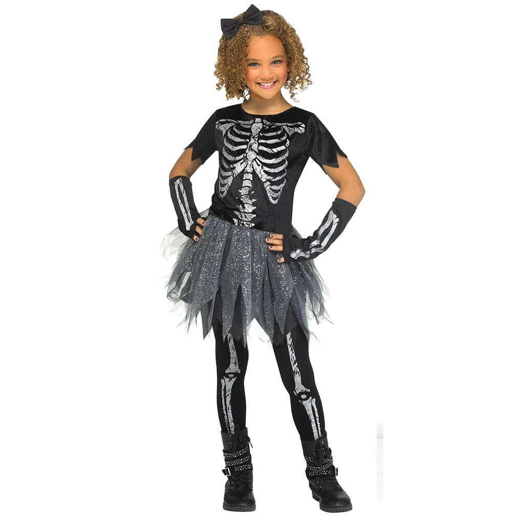 Skele-Girl Child Costume Sliver Small, 4 To 6