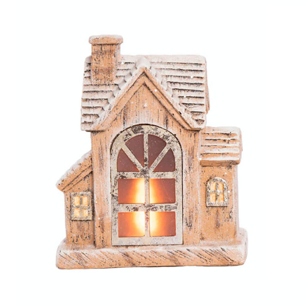 Resin Light Up Snowy Home Two Window
