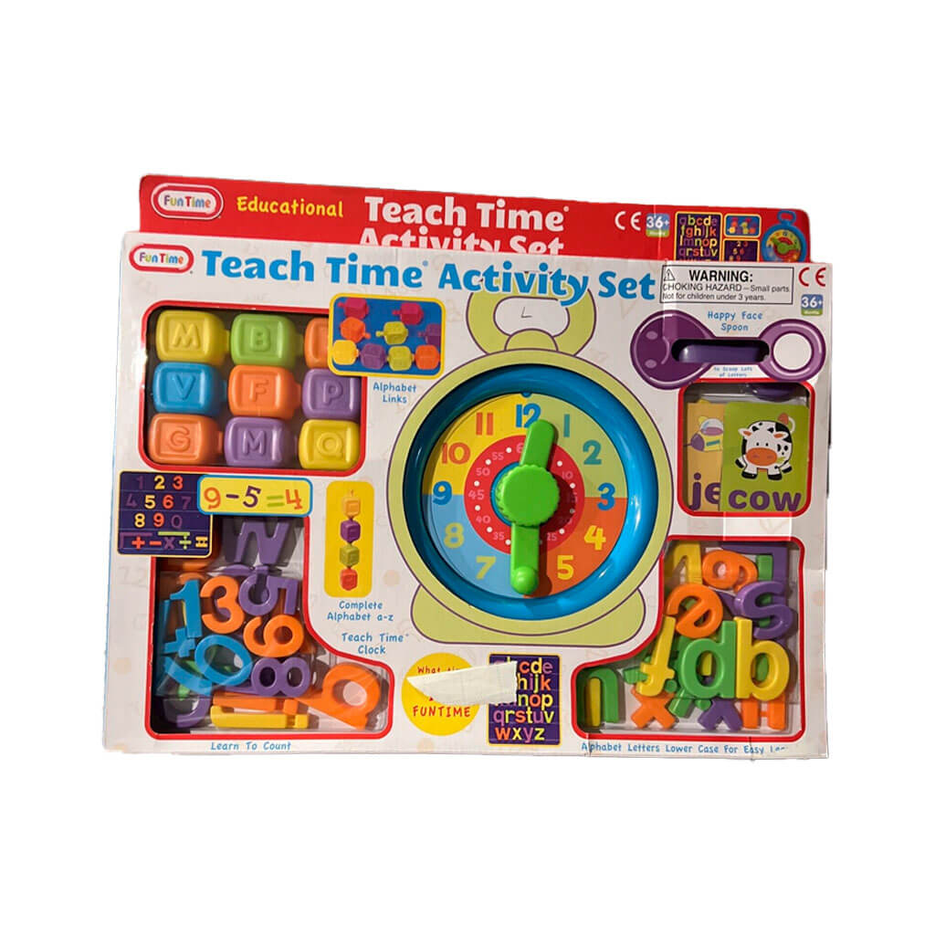 Teach Time Activity Set with Alphabet Clock Blocks Learning Toy