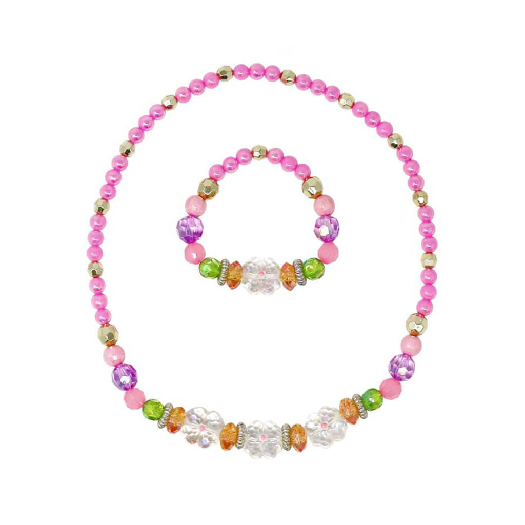 Pixie Fantasy Flower Stretch Beaded Necklace &amp; Bracelet Set