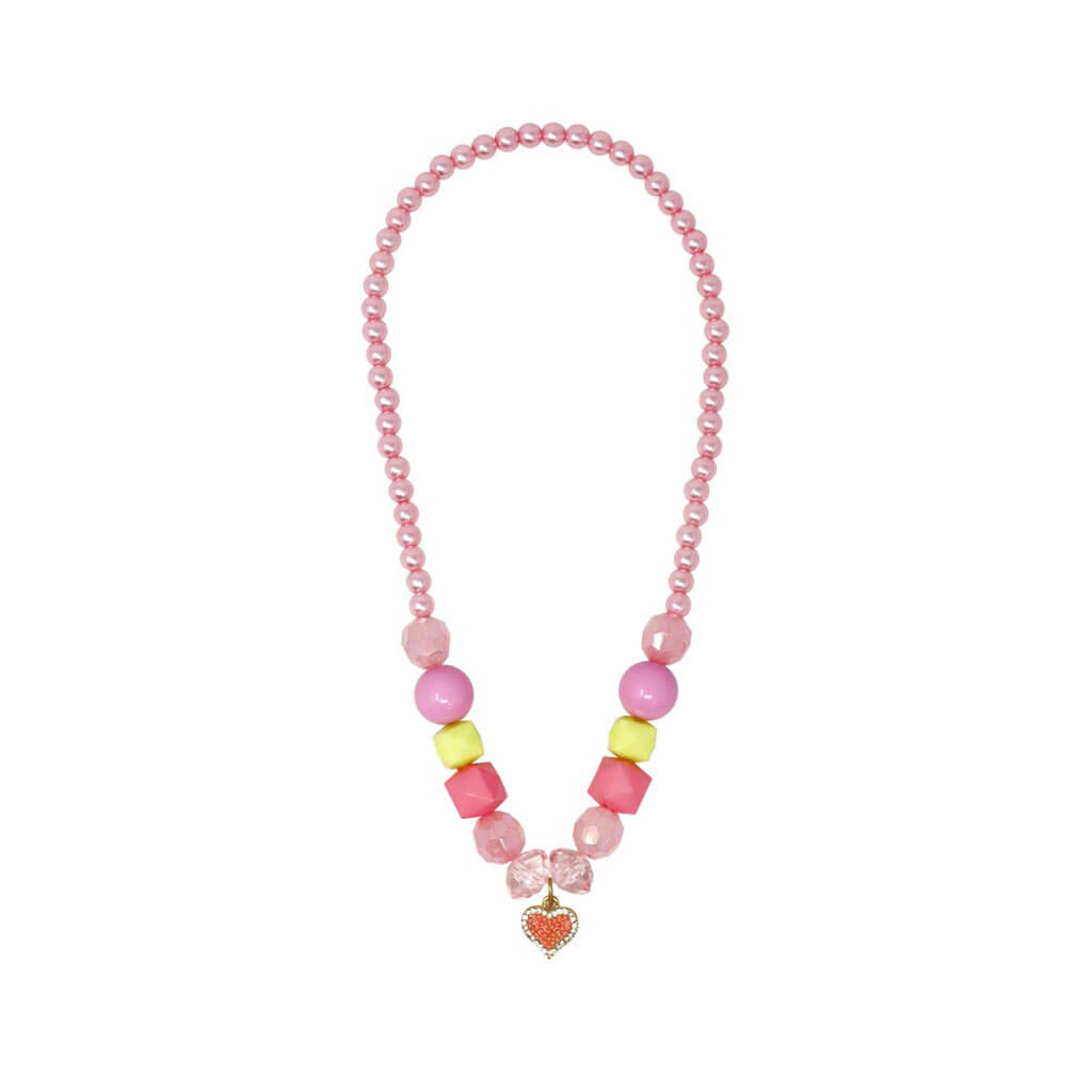 My Lovely Pink Heart Charm Stretch Necklace