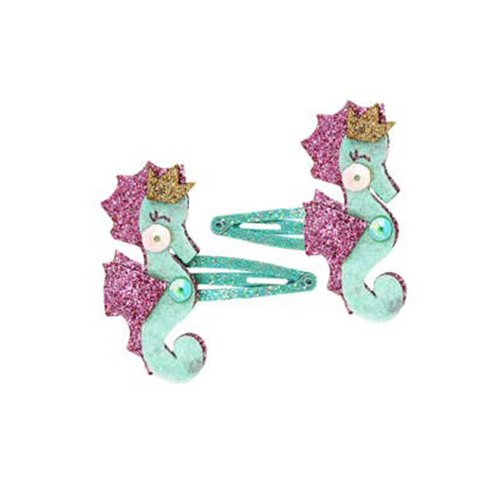 Glitter Seahorse Hairclips - Pink