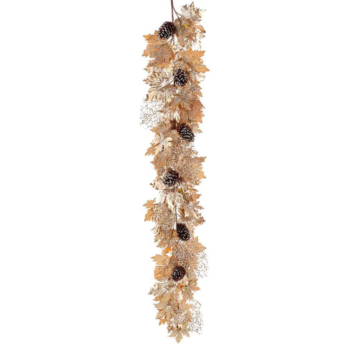 Glittered Metallic Maple, Pinecone & Twig Artificial Garland Gold/Brown 6ft