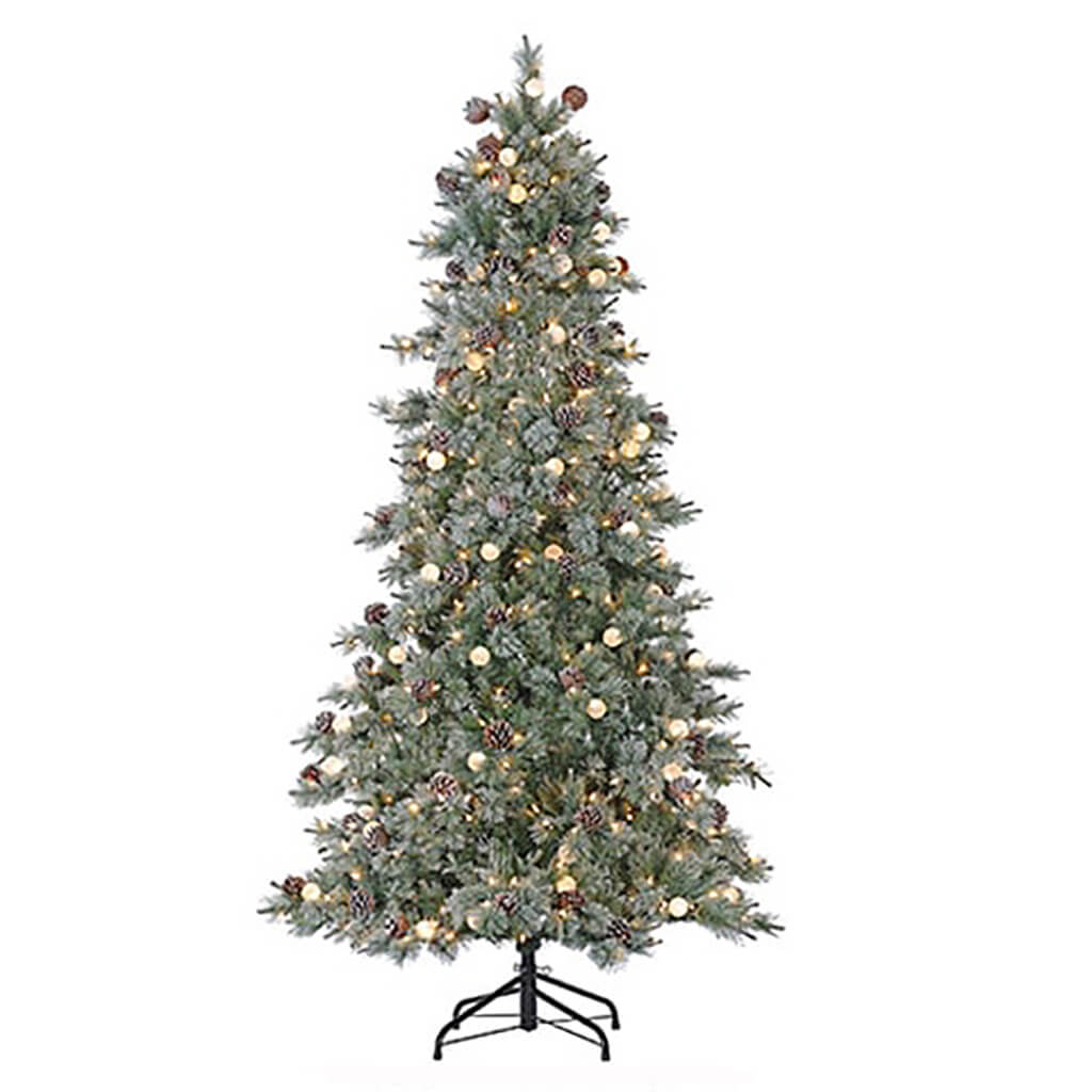 Glit Bottle Brush Pine Tree x373 w/Cone/200 Clear &amp; 50 G4 LED Lights White