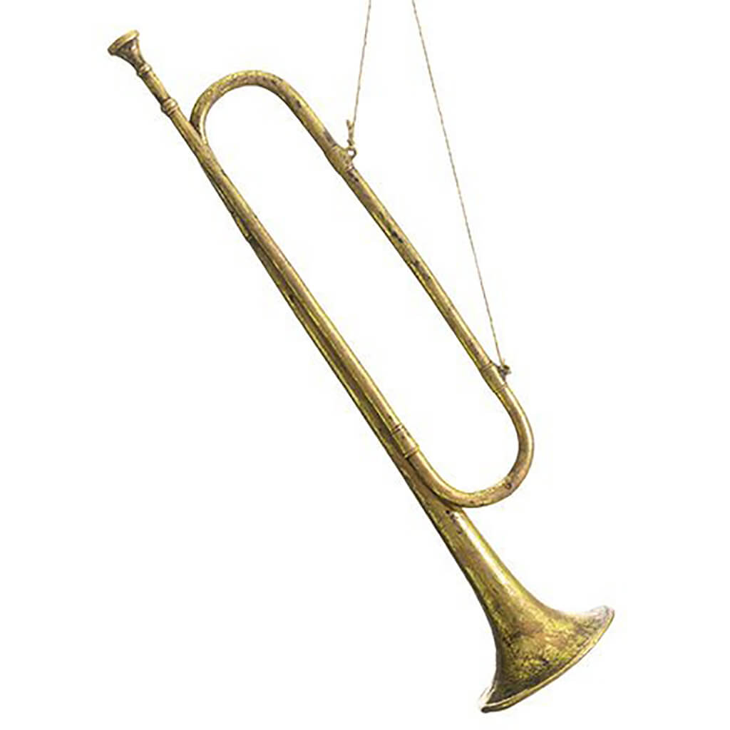 Trumpet Ornament Antique Gold 21in