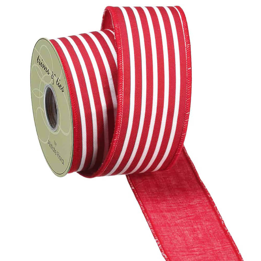 Stripe Ribbon Red/White 2.5in x 10yd