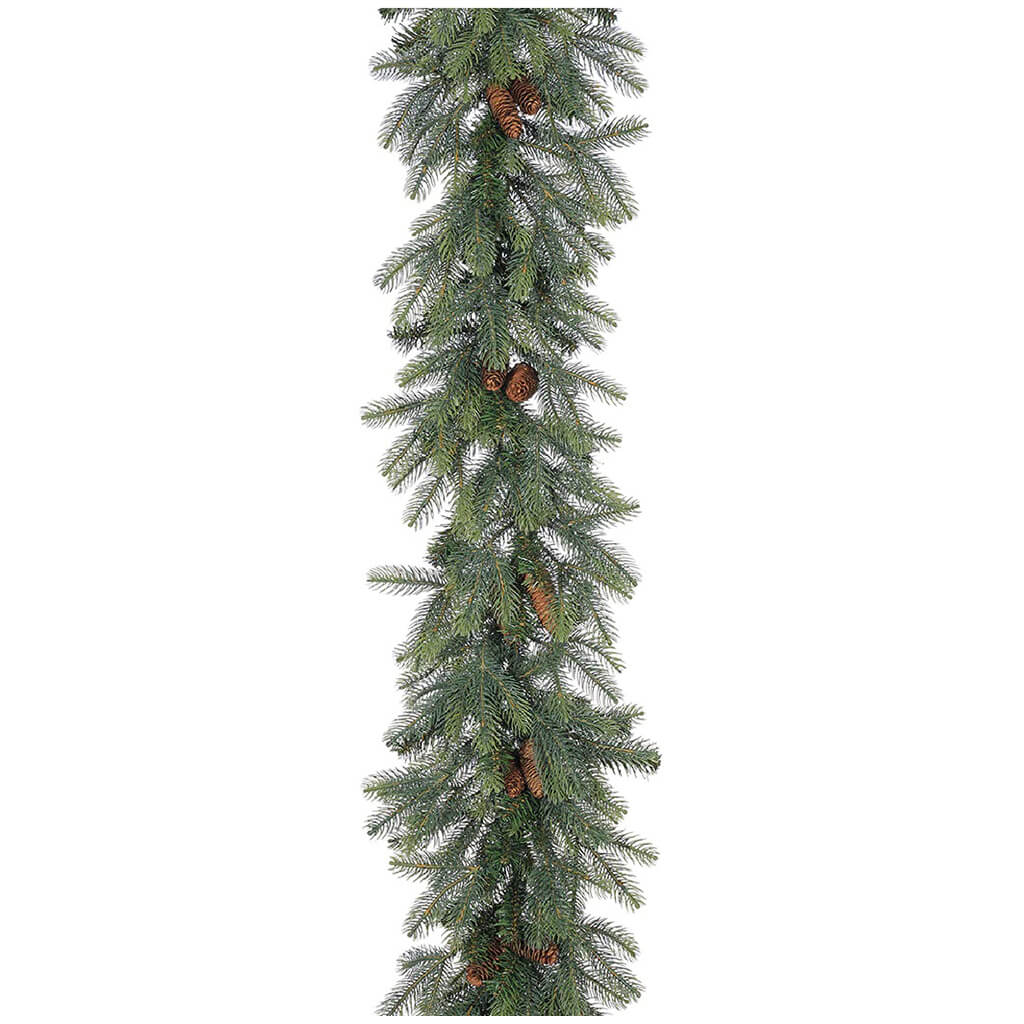 New England Pine Garland x180 with Cones Green, 9ft x 12in