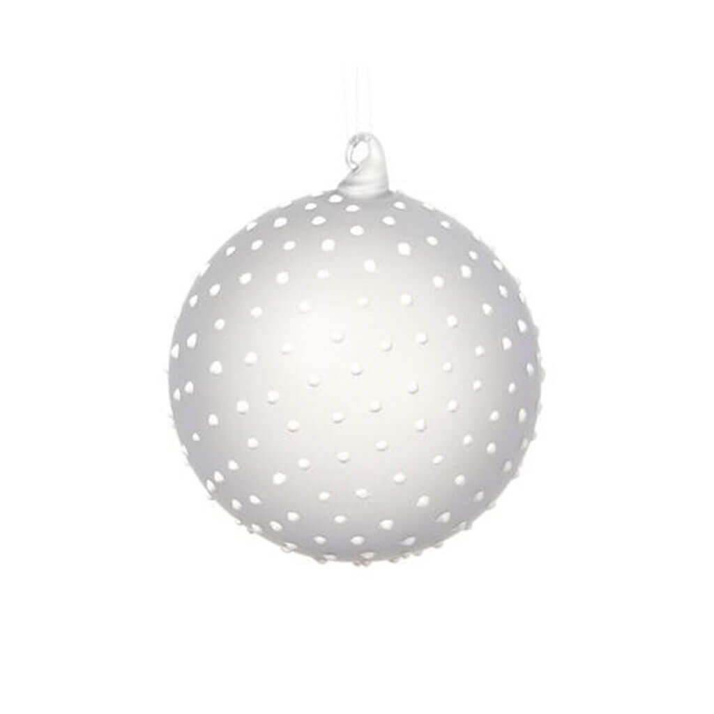 Ornament Ball Glass Dot 4.75in Gray