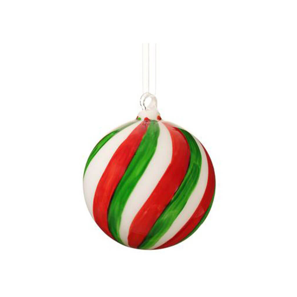 Swirl Glass Ball Ornament 4in