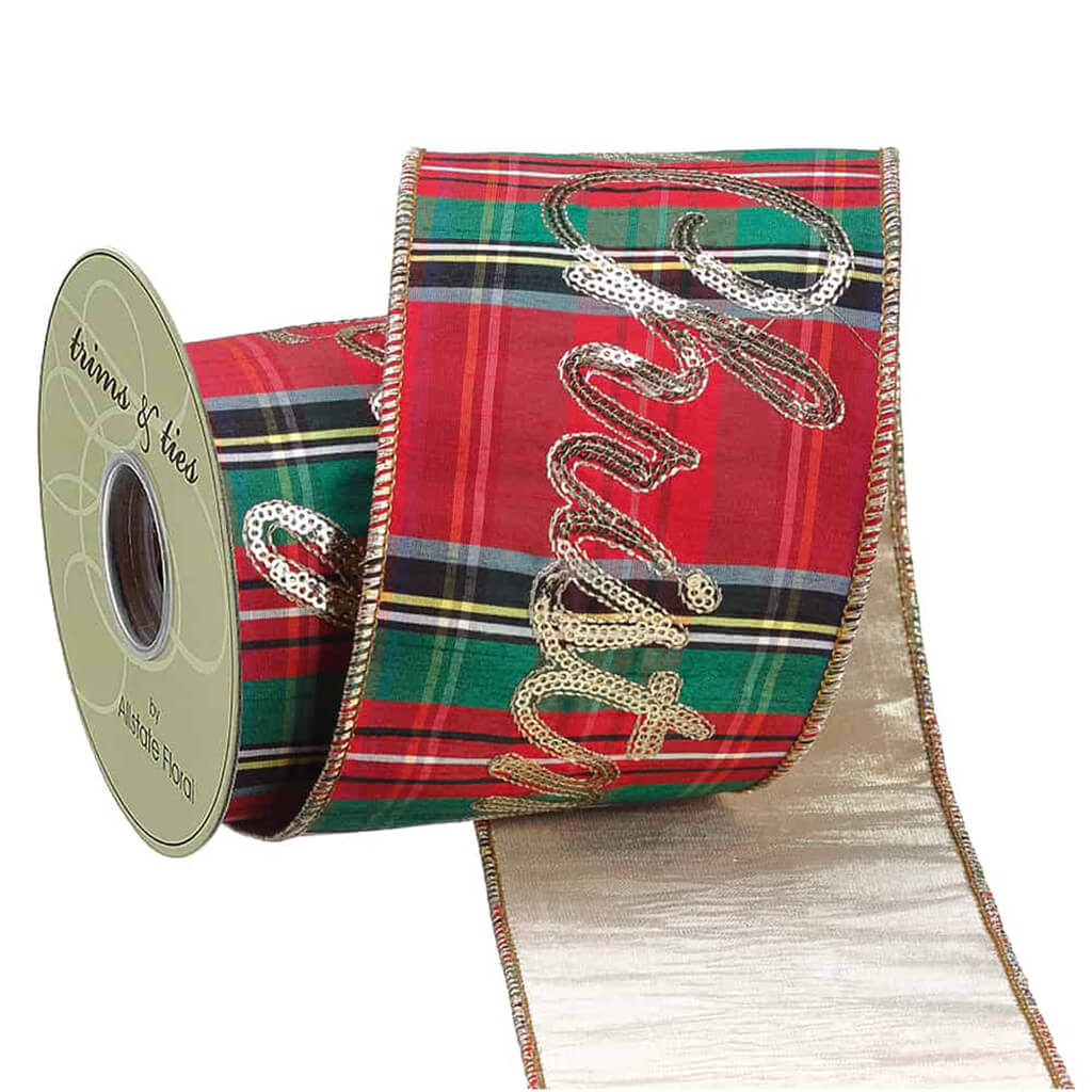 Merry Christmas Sequin Ribbon 4in x 5yd