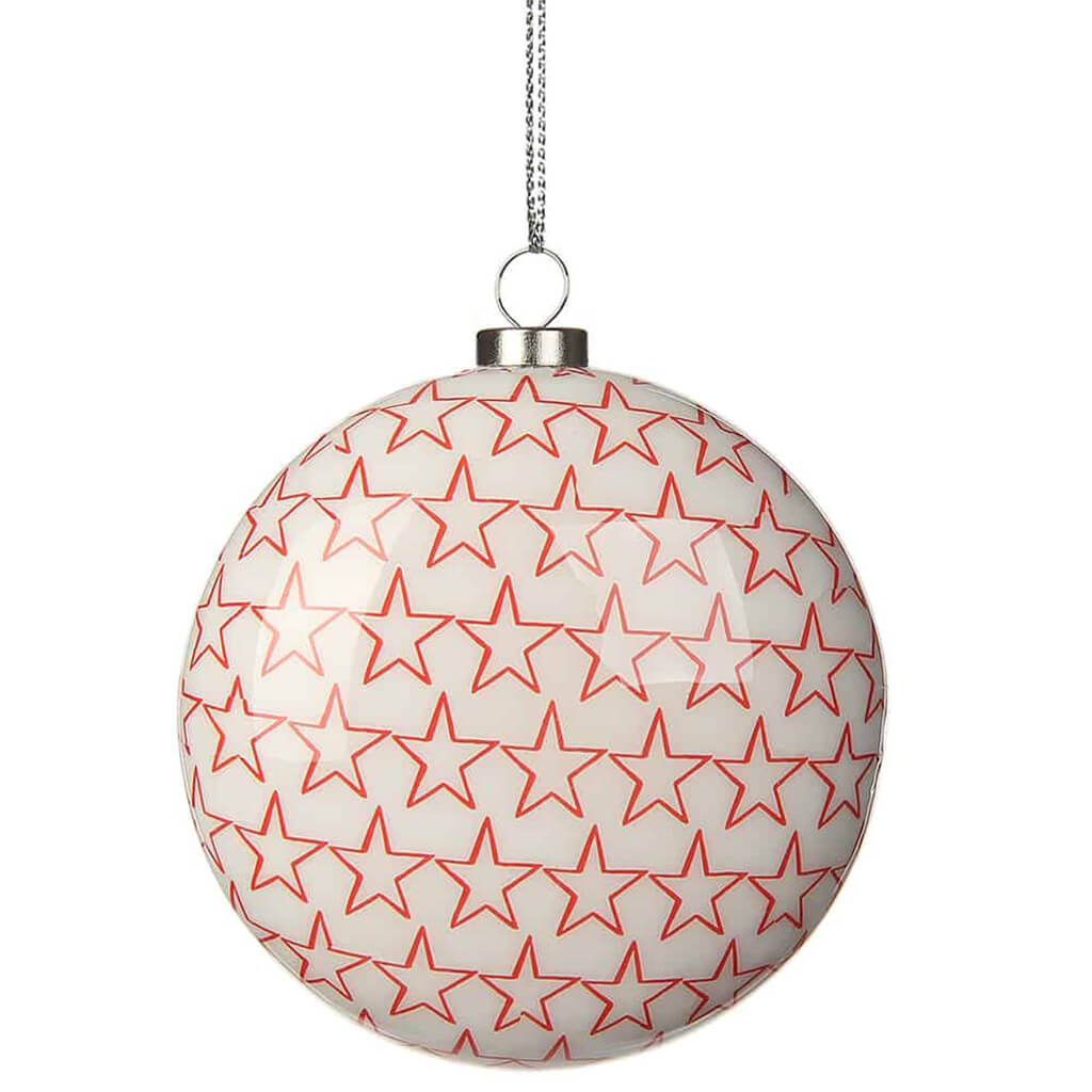 Plastick Star Disc Ornament Red White 3.25in