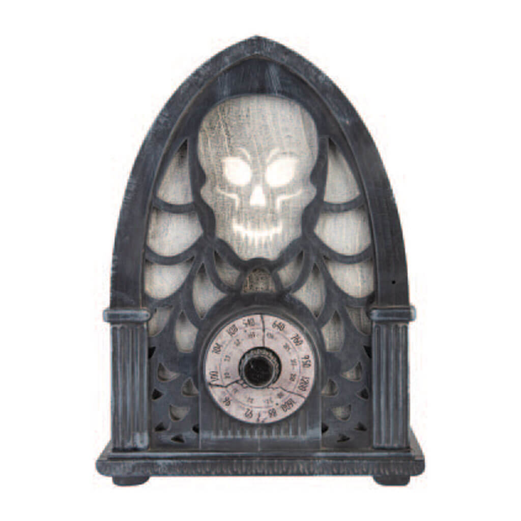 Lighted Decor-EmoteGlow Haunted Radio Skull